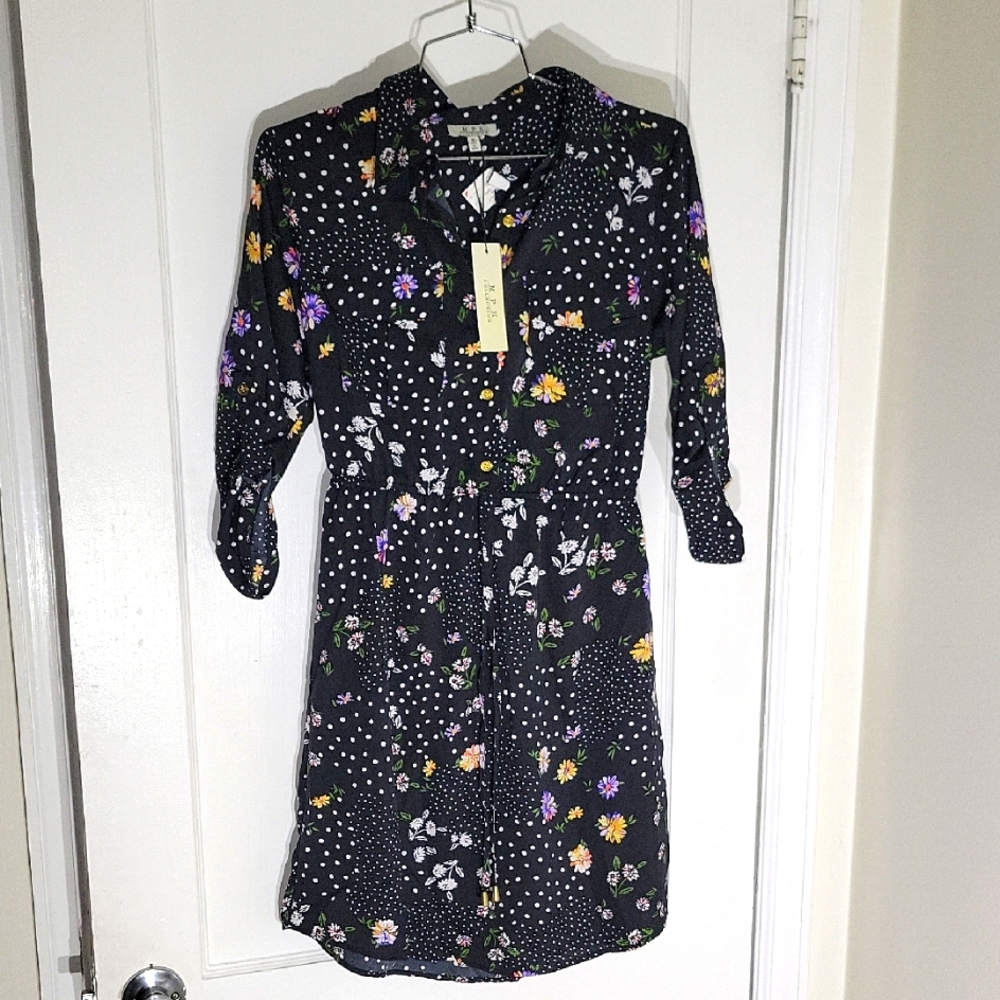 NWT Floral Polka Dot Shirt Dress Size S